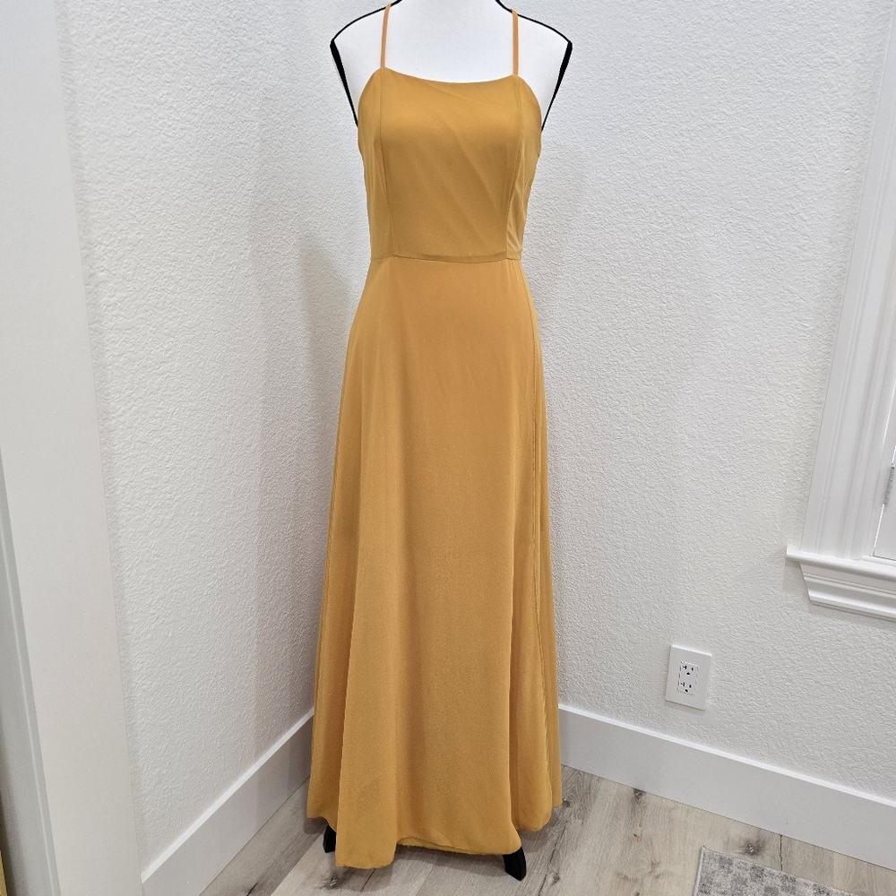 SHEIN Mustard Yellow Long Summer Dress Adjustable Staps Size 4